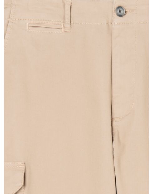 Pantalon cargo slim en coton stretch beige doux