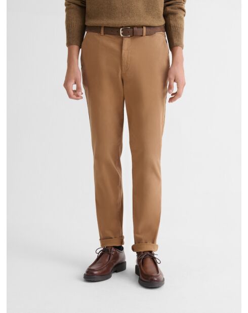 Chino slim stretch taille élastiquée camel