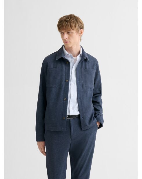 Surchemise regular en jersey bleu nuit