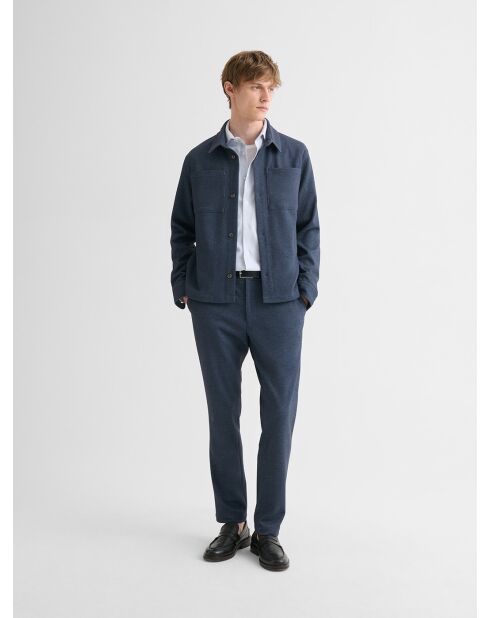 Surchemise regular en jersey bleu nuit