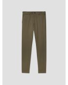 Chino slim stretch taille élastiquée kaki foncé
