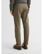 Chino slim stretch taille élastiquée kaki foncé