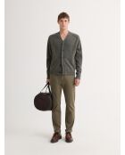 Chino slim stretch taille élastiquée kaki foncé
