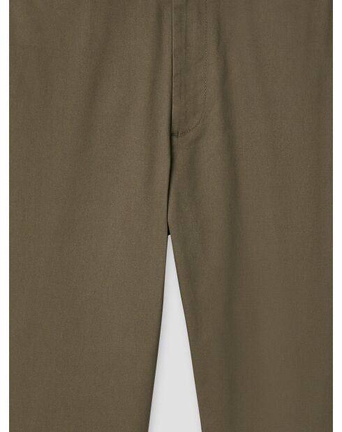 Chino slim stretch taille élastiquée kaki foncé