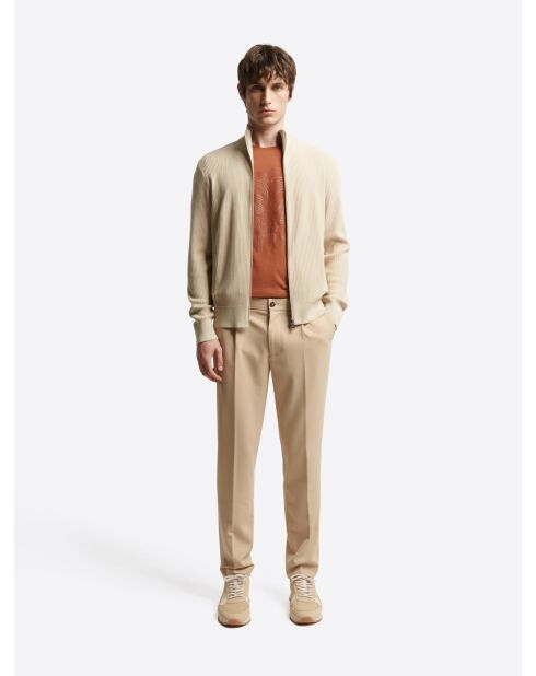 Chino slim taille semi-élastiquée beige