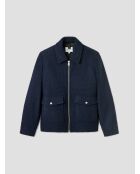 Blouson regular esprit laine bouillie bleu indigo