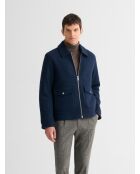Blouson regular esprit laine bouillie bleu indigo