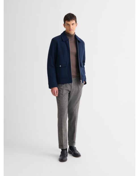 Blouson regular esprit laine bouillie bleu indigo