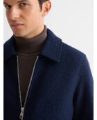 Blouson regular esprit laine bouillie bleu indigo