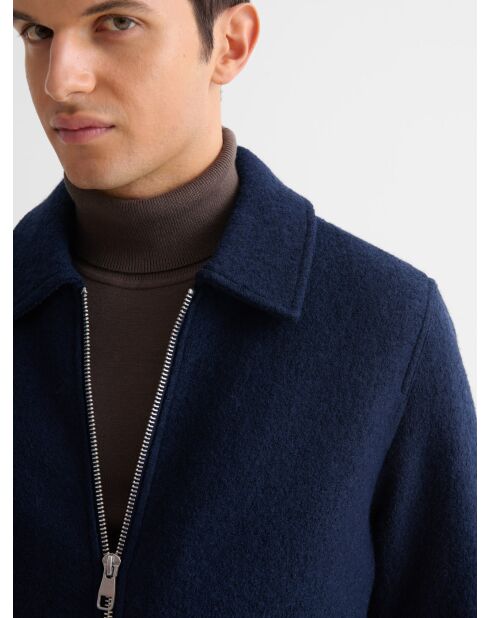 Blouson regular esprit laine bouillie bleu indigo