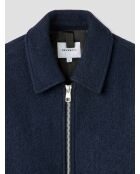 Blouson regular esprit laine bouillie bleu indigo