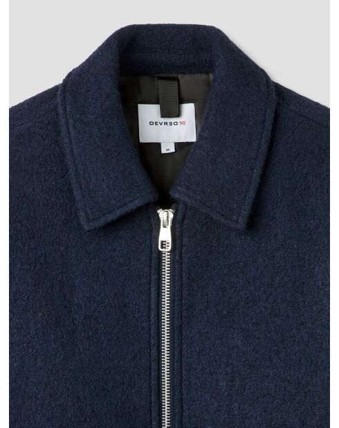 Blouson regular esprit laine bouillie bleu indigo