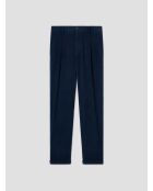 Pantalon à pinces en velours côtelé bleu gitane