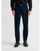 Pantalon à pinces en velours côtelé bleu gitane