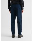 Pantalon à pinces en velours côtelé bleu gitane