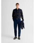 Pantalon à pinces en velours côtelé bleu gitane