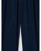 Pantalon à pinces en velours côtelé bleu gitane