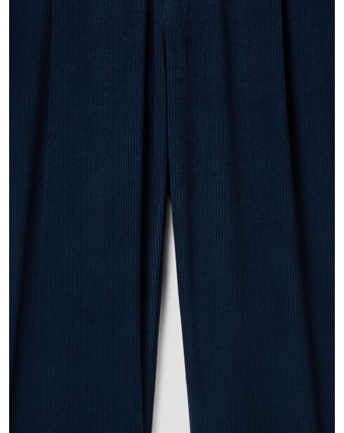 Pantalon à pinces en velours côtelé bleu gitane