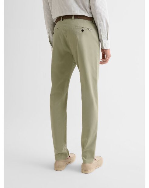 Chino slim stretch taille élastiquée tilleul