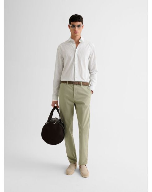 Chino slim stretch taille élastiquée tilleul
