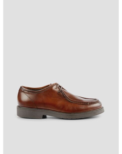 Derbies bateau en cuir chocolat