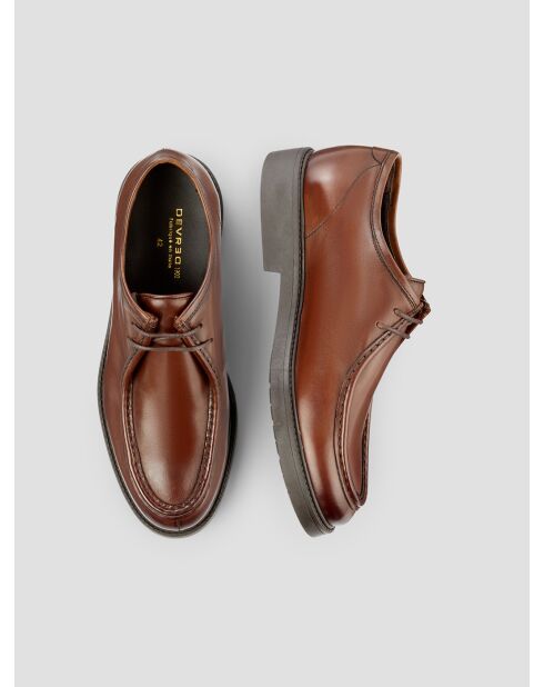 Derbies bateau en cuir chocolat