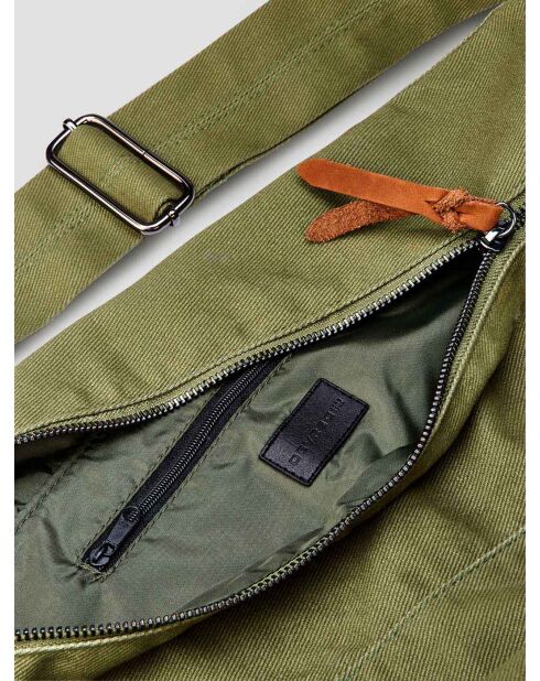 Sac banane XL en toile vert amande 2 - 63 x33x16 cm