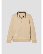 Sweat col zippé regular beige sable