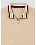 Sweat col zippé regular beige sable
