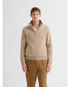 Sweat col zippé regular beige sable