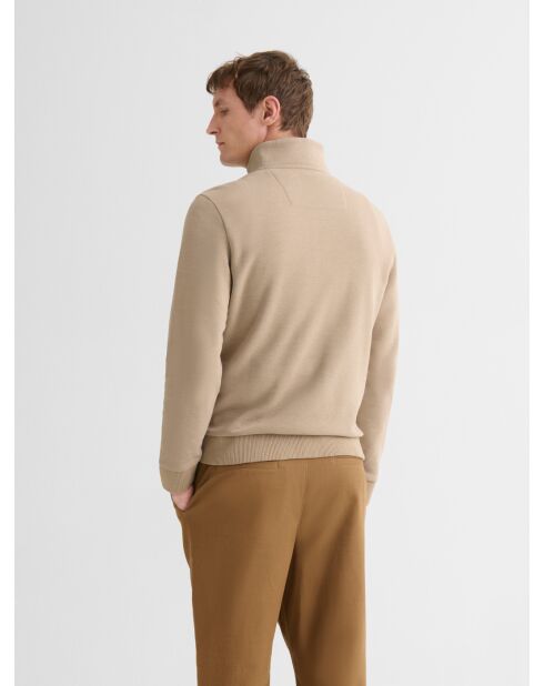Sweat col zippé regular beige sable