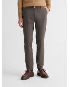Chino slim taille semi-élastiquée tabac