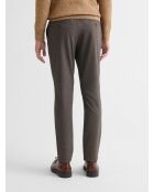 Chino slim taille semi-élastiquée tabac