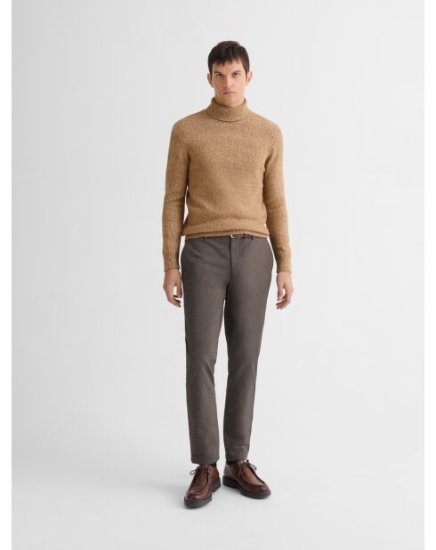 Chino slim taille semi-élastiquée tabac