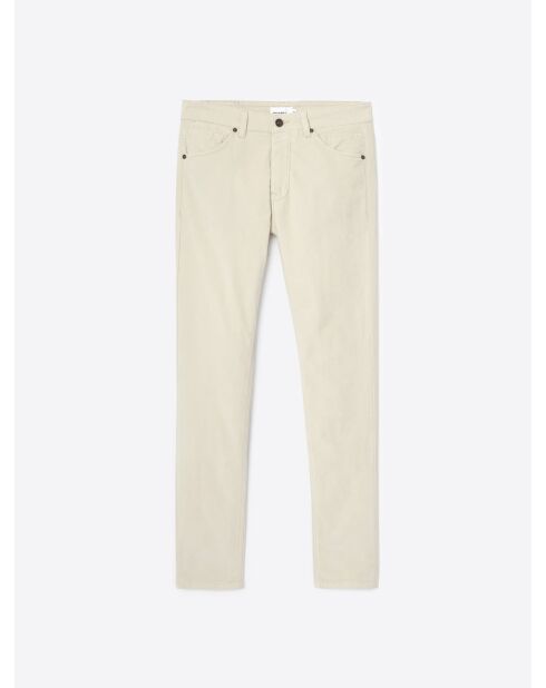 Jeans ajustados de terciopelo marfil