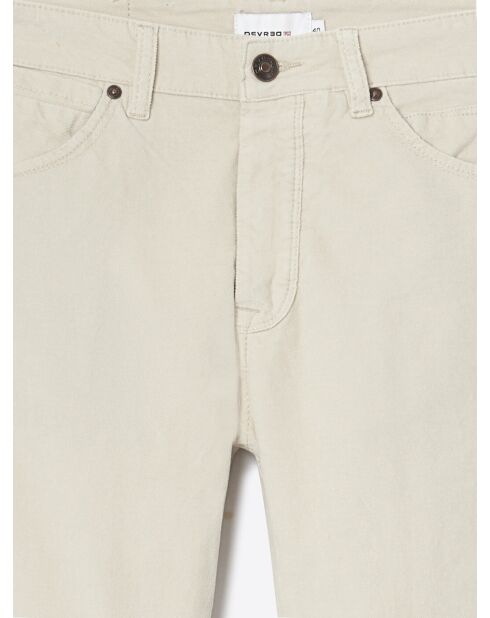 Jeans ajustados de terciopelo marfil