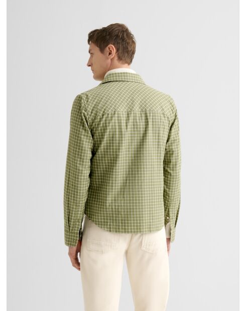 Camicia regolare a quadretti verde oliva