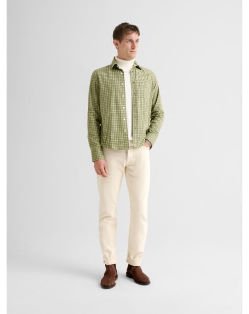 Camicia regolare a quadretti verde oliva