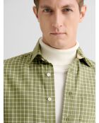 Camicia regolare a quadretti verde oliva