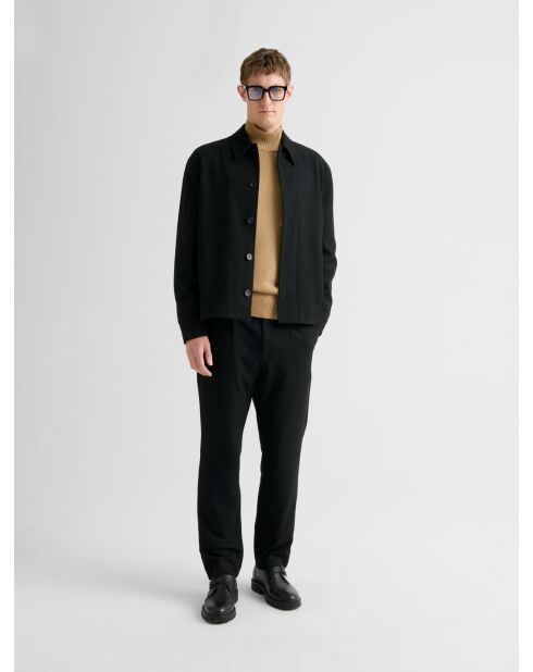Pantalon regular taille élastiquée noir