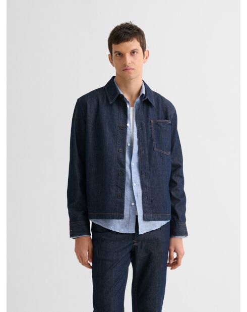 Surchemise regular en jean bleu encre