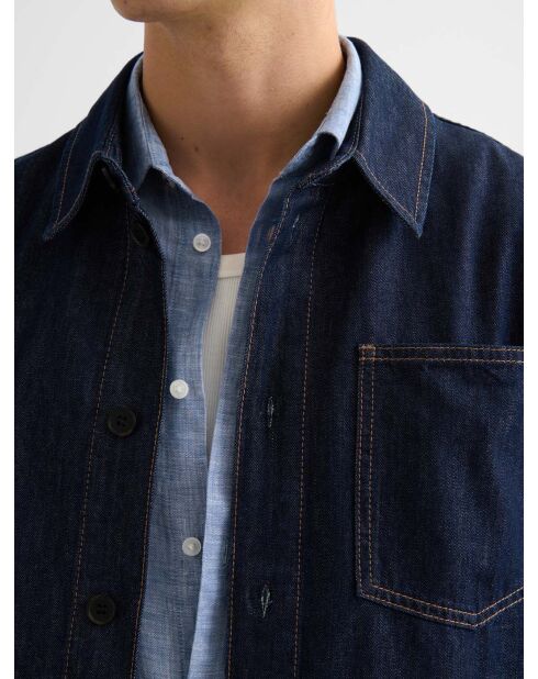Surchemise regular en jean bleu encre