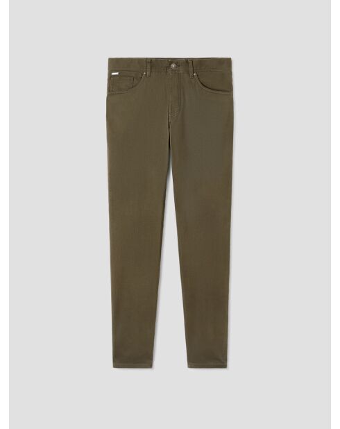 Dunkle Khakifarbene Stretch-Slim-Jeans