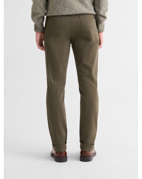 Dunkle Khakifarbene Stretch-Slim-Jeans