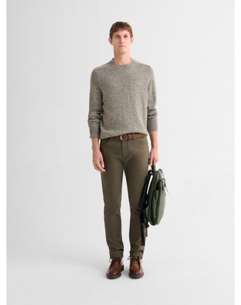 Dunkle Khakifarbene Stretch-Slim-Jeans