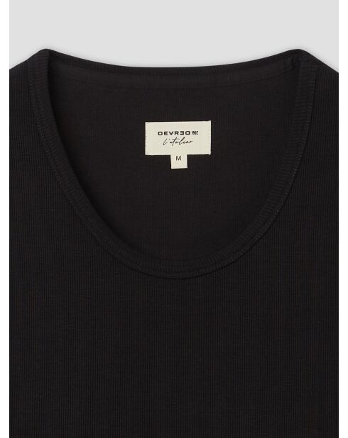 L'Atelier zwarte geribbelde tanktop met ronde hals