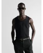 L'Atelier zwarte geribbelde tanktop met ronde hals