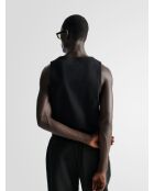 L'Atelier zwarte geribbelde tanktop met ronde hals