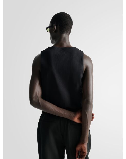 L'Atelier zwarte geribbelde tanktop met ronde hals