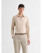 Lichtbeige, extra slank shirt zonder strijken
